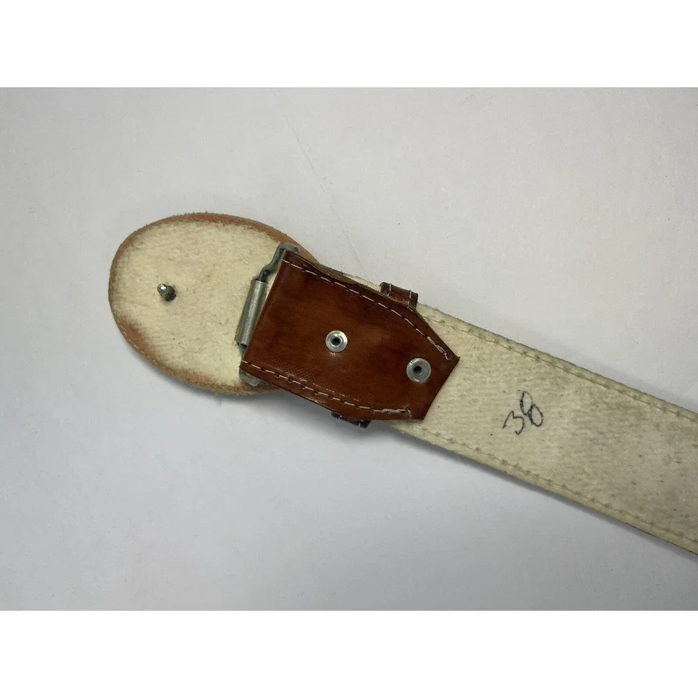 Brown Leather Belt w/ Fur Calf Hair Western Style Large 1 7/8